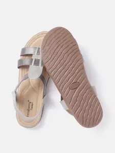 DressBerry Women Silver-Toned & Grey Colourblocked Open Toe Flats