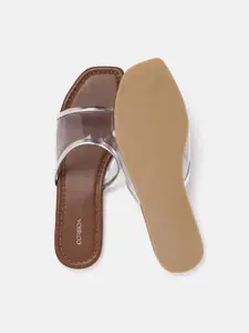 CORSICA Women Transparent & Silver-Toned Open Toe Flats