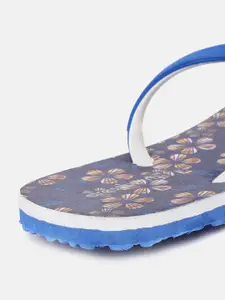 DressBerry Women Blue & Yellow Printed Thong Flip-Flops