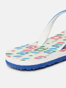 DressBerry Women Blue & White Printed Thong Flip-Flops