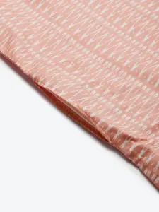 SOJANYA Men Peach-Coloured & White Striped Kurta with Churidar