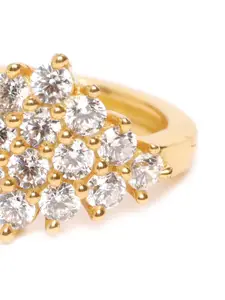 Carlton London Gold-Plated Stone Studded Contemporary Huggie Hoop Earrings