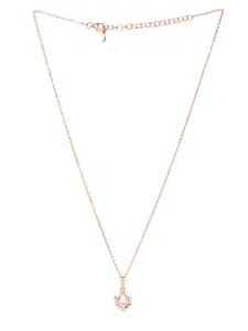 Carlton London Silver-Toned Gold Plated Stone-Studded Geometric Pendant with Chain