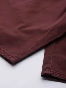 Roadster Men Maroon Solid Pure Cotton Regular Fit Mid-Rise Chino Shorts