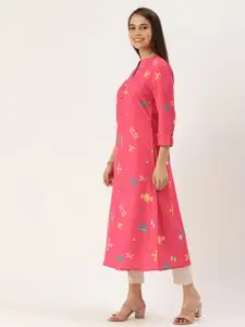 Anouk Women Pink Printed A-Line Kurta