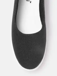 DressBerry Women Black Shimmer Ballerinas