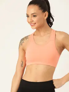 DressBerry Peach-Coloured Workout Bra Medium Coverage