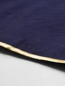 Studio Shringaar Women Navy Blue Solid Full Flare Double Ghera Lehenga Skirt