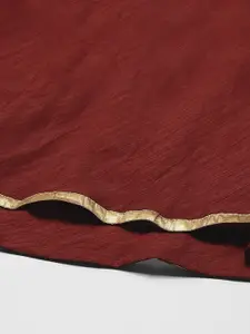 Studio Shringaar Women Maroon Solid Full Flare Double Ghera Lehenga Skirt