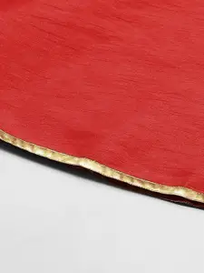 Studio Shringaar Women Red Solid Full Flare Double Ghera Lehenga Skirt