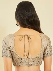 Soch Black & Silver-Toned Embellished Saree