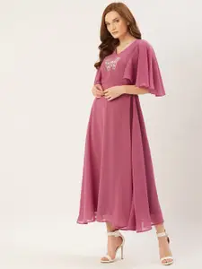 Slenor Women Pink Solid Maxi Dress