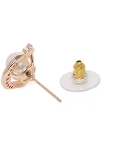 Zaveri Pearls Rose Gold Geometric Contemporary Studs