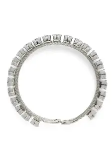 Zaveri Pearls Silver-Toned Party Bling Kada Bracelet