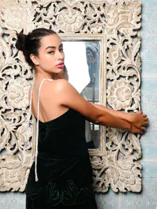 ODETTE Silver-Studded Long Designer Necklace