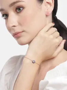 Zavya Women 925 Pure Sterling Silver Cubic Zirconia Rose Gold-Plated Link Bracelet