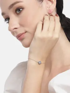 Zavya Women 925 Pure Sterling Silver Cubic Zirconia Rhodium-Plated Link Bracelet