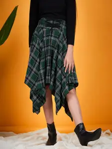 pspeaches Girls Top with Checked Asymmetric Skirt