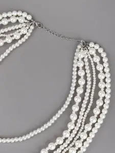ODETTE Silver-Plated Beaded Layered Necklace