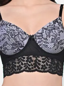 FIMS Pack Of 2 Printed Full Coverage All Day Comfort Bra BRA_SLK-L_Black_SLK
