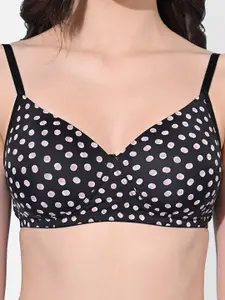FIMS Pack Of 2 Polka Dot Printed Full Coverage Lightly Padded Bra With All Day Comfort