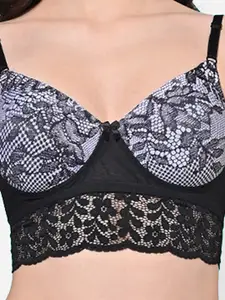 FIMS Pack Of 2 Printed Full Coverage All Day Comfort Bra BRA_SLK-P_Black_SLK