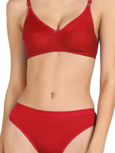 Aamarsh Non Padded Mid-Rise Cotton Bra & Briefs Lingerie Set