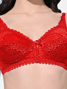 FIMS Pack of 3 Floral Self Designed Full Coverage Cotton Bra