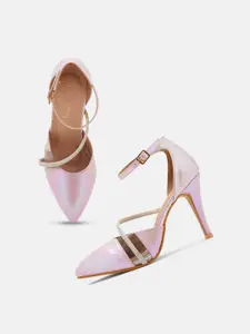 DressBerry Pink Embellished Pointed Toe Slim Heel Pumps