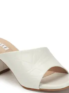 ELLE Textured Open Toe Block Heels