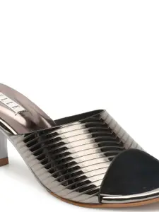 ELLE Striped Open Toe Kitten Heels