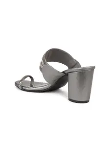 Inc 5 Grey Embellished One-Toe Block Heels