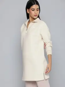 Puma HER Winterized Half Zipper Solid Longline Relaxed Fit Pullover Sweatshirt