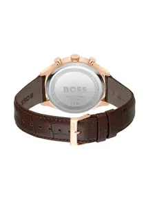 Hugo Boss Men Leather Croc Textured Straps Analogue Chronograph Watch 1514050