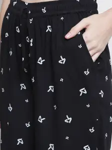 Claura Women Mid-Rise Cotton Printed Flared Lounge Pants