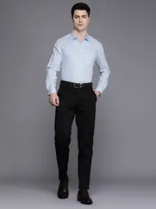 Louis Philippe Slim Fit Self-Striped Pure Cotton Formal Shirt