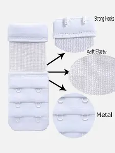 FIMS Women Pack Of 4 2 Hook 3 Eye Stretchy Bra Extenders