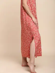 Van Heusen Floral Printed V-Neck Midi Nightdress