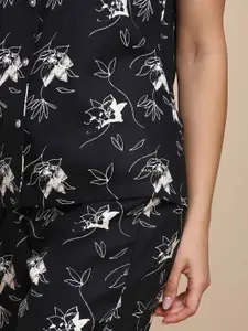 Van Heusen Floral Printed Notched Lapel Collar Night Suit