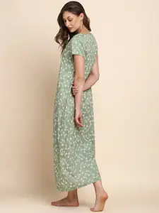 Van Heusen Floral Printed V-Neck Midi Nightdress