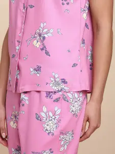 Van Heusen Lapel Collar Floral Printed Night Suit