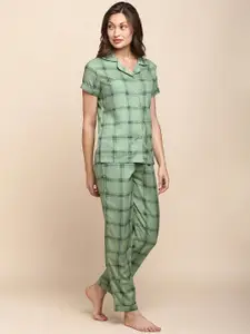 Van Heusen Checked Lapel Collar Night suit