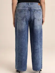 20Dresses Blue Wide Leg High-Rise Highly Distressed Heavy Fade Cotton Jeans