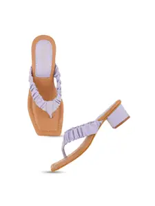 DressBerry Purple Textured Open Toe Block Heels