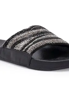 Red Tape Women Fabric Embroidered Slip-Resistance Sliders