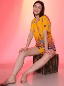 BStories Ethnic Motif V-Neck Printed Night suit