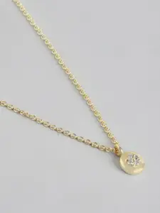 Carlton London 18Kt Gold Plated Petite round Pendant with Chain