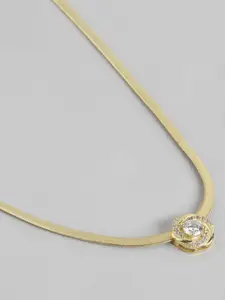Carlton London Women 18Kt Gold Plated Classic Solitaire Pendant with Snake Chain