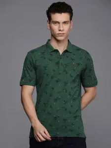 Louis Philippe Jeans Tropical Printed Polo Collar Pure Cotton Slim Fit T-shirt