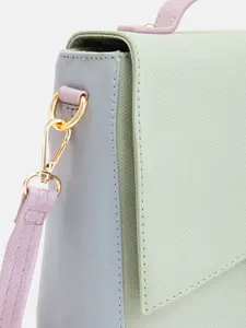 Baggit Colourblocked & Minute Textured PU Structured Satchel